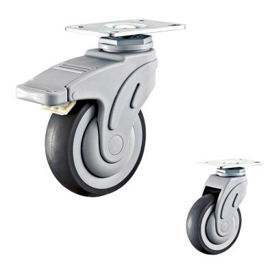 China 96x63mm Plate Mount Casters 5 Inch Swivel Locking Medical Caster Wheels Bulk for sale