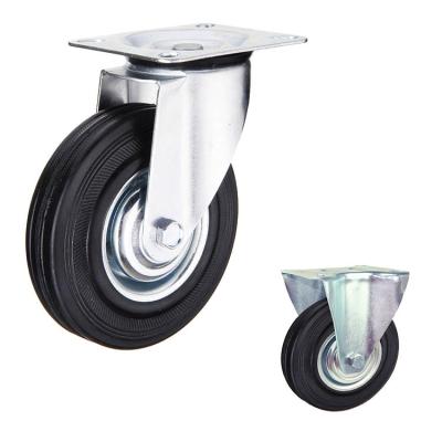 China 220lbs Rubber Caster Wheel With 160mm Diameter Swivel Plate Castors for sale