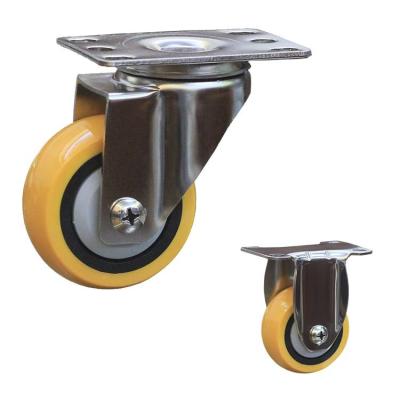 China 176lbs 75mm Yellow SS Caster Wheels For Food Trolleys for sale