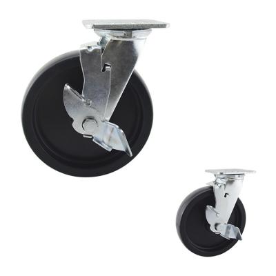 China Wholesale 8 inch Big Size Black Industrial Wheel Plate Mount PP Heavy Duty Casters Lock for sale
