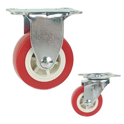 中国 OEM 1.5インチの赤い車輪の小さいトロリーのための軽量堅い版ポリ塩化ビニールの足車 販売のため