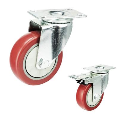 China 100mm Red Wheel Swivel Plate Pvc Anti Entanglement Medium Duty Casters Manufacturers China for sale