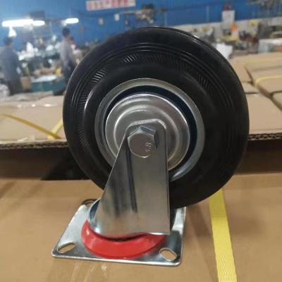 China 4 Inch Solid Rubber Casters Swivel Locking Threaded Stem Caster Wheels With Covers for sale