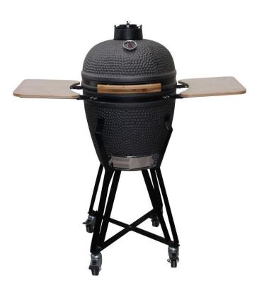 China Ceramic 20 Inch Kamado Grill Charcoal Grill Matte Black Color 51cm With Cart And Side Tables for sale