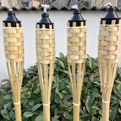 China 180cm Natural Bamboo Handmade Torch Bamboo Tiki Torches For Garden Lighting Luau Party for sale