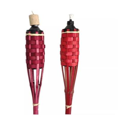 China Outdoor Decorating Wedding 150cm Bamboo Torches With Covers Metal Oil Canisters for sale
