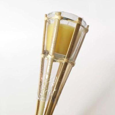 China Outdoor Party Natural Bamboo Torch With Refillable Replacement Metal Oil Canister for sale