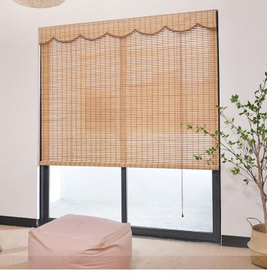 China 1.5m 2m Waterproof Bamboo Slat Roll Up Blinds Sun Proof Woven Roman Bamboo Blinds for sale