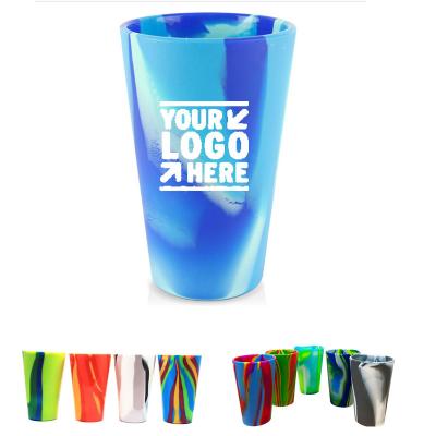 China Custom Logo 16OZ Silicone Pint Glass Beer Mug Wine Cup for sale