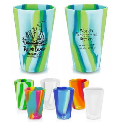 China Colorful Silicone Pint Glass Unbreakable Silicone Drinking Cups Custom Brand Printed Logo for sale
