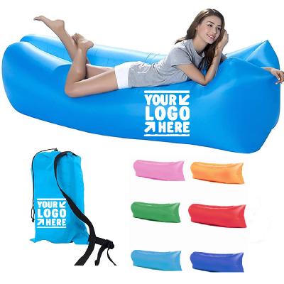 China Custom Brand  Logo Print Inflatable Lounger Air Sofa Portable Air Sofa Couch for sale