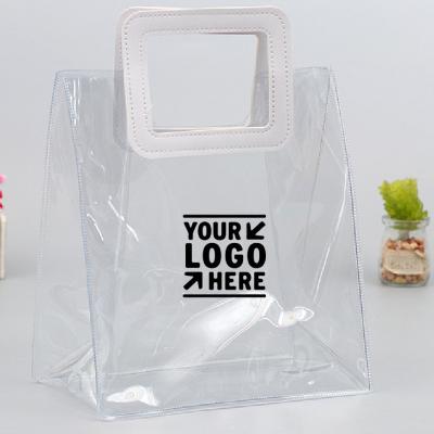 China PVC Clear Gift Handbag Custom Logo Imprint Transparent PVC Tote Bag Hot Giftaway Products for sale