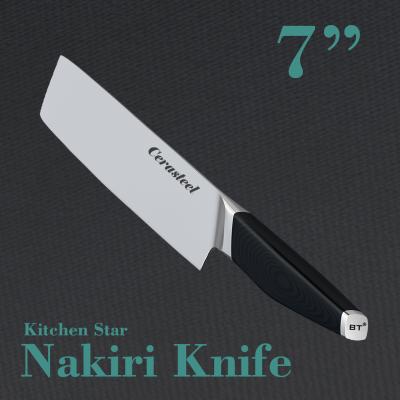 China Dishwasher Safe HRC 64 Cerasteel Knife 7 Inch Nakiri Knife for sale