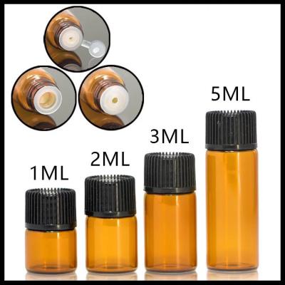 China Mini Size Essential Oil Glass Bottles Normal Cap For Serum / Perfume 1ml 2ml 3ml 5ml for sale