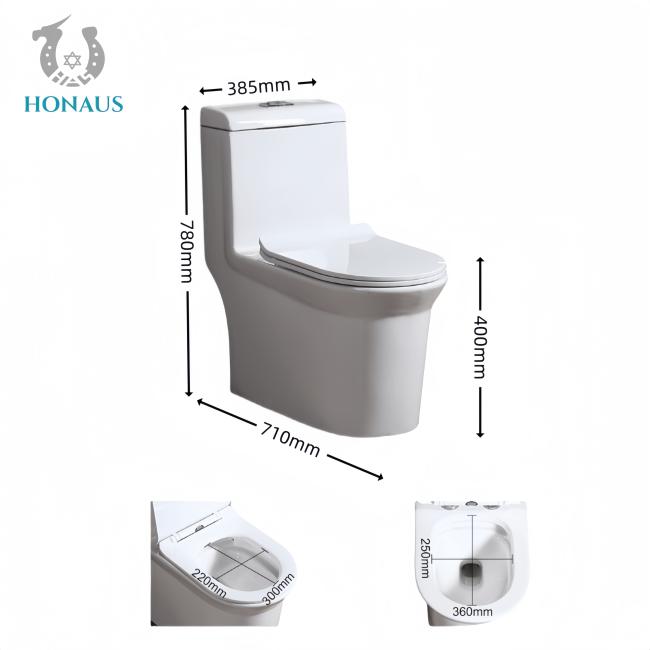 Practical White Ceramic One Piece Toilet Bowl Dual Flush ISO CE WM cUPC Large Stock