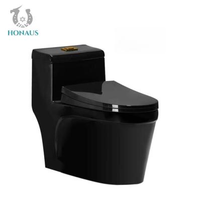 China ISO Anti Blocking Black One Piece Toilet Bowl Single Piece Western Commode for sale