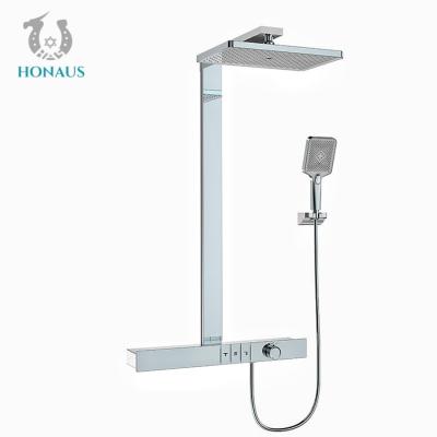 China Smart Exposed Thermostatic Shower Set Rainfall Head Bathroom Shower Set Customized for sale