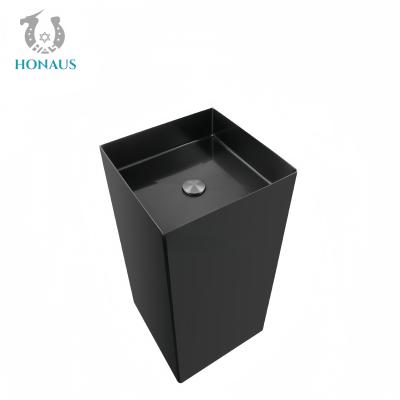 China Modern Full Pedestal Wash Basin Stainless Steel Luxury Hotel Apartment Polished for sale