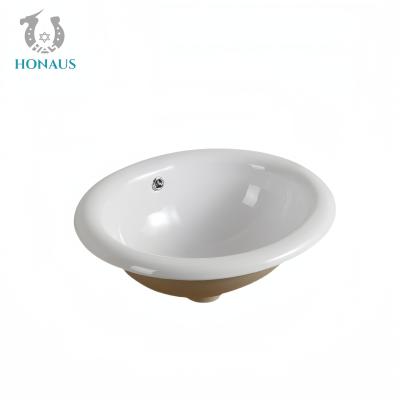 China Round Under Mounted Bathroom Inset Basin White Customizable Size High Quality Hotel for sale