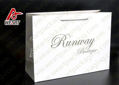 China Modern Custom Boutique Shopping Bags , White Packaging Paper Bags With Ribbon Handle for sale