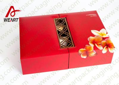 China Red Base Recycled Paper Gift Box Folding Feature Matte Lamination Surface for sale