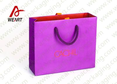 China Pink Holiday Goodie Christmas Paper Bags No Minimum Hot Foil LOGO for sale