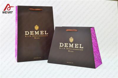China Gift Packaging Personalised Paper Carrier Bags Printed Biodegradable Purple Rope for sale
