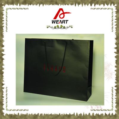 China Black Glossy / Matte Lamiantion Custom Paper Shopping Bags With Cotton Handle for sale
