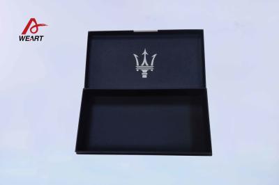 China Soft Touch Lamination Jewelry Gift Boxes , Deep Blue Filp Type Customized Paper Box Logo Printing for sale