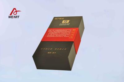 China Wine Bottle Foldable Paper Box Rectangle Gold Hot Stamped Covered Surface for sale