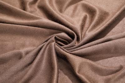 China Brown 150cm Faux Leather Nubuck Fabric , Solid Microfiber Faux Suede for sale
