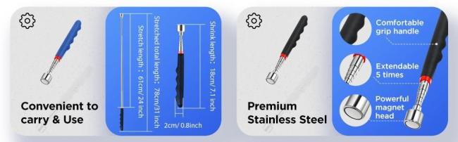 Pocket Magnet Custom Magnetic Pickup Tool Telescoping