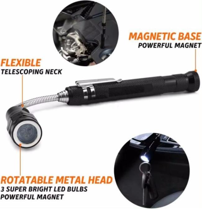 Multicolor Telescoping Magnetic Pickup Tool Set with Swivel Adjustable Inspection Mirror