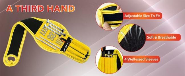 Waterproof Magnetic Wristband with Flashlight for Holding Screws Nail Drill Bit