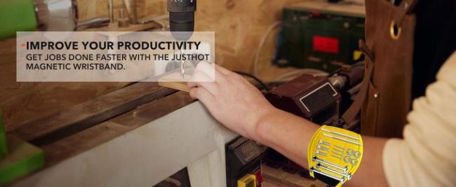 Waterproof Magnetic Wristband with Flashlight for Holding Screws Nail Drill Bit