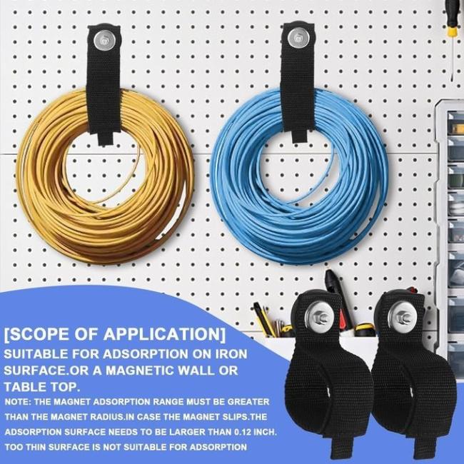Ergonomic Magnetic Hanging Strap with Extension Cord Holder for Cables Hoses
