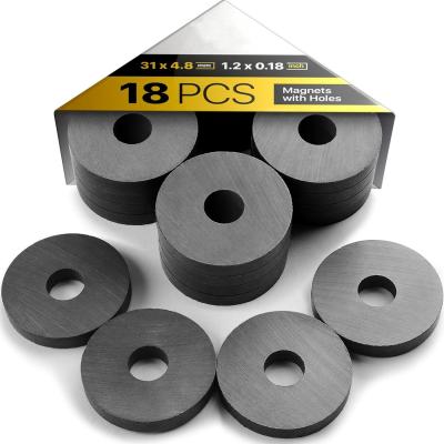 China 18Pcs Ceramic Round Ferrite Ring Magnets With Holes For Crafts And DIY for sale