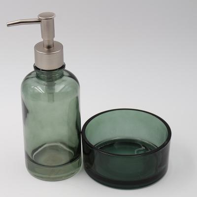 Chine L'ensemble en verre moderne léger de bouteilles de distributeur de savon a épaissi 250ml à vendre