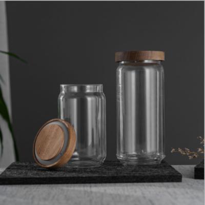 Chine Pot en verre léger de Borosil avec le couvercle, pot en verre de Borosilicate de la CE avec le couvercle en bois à vendre