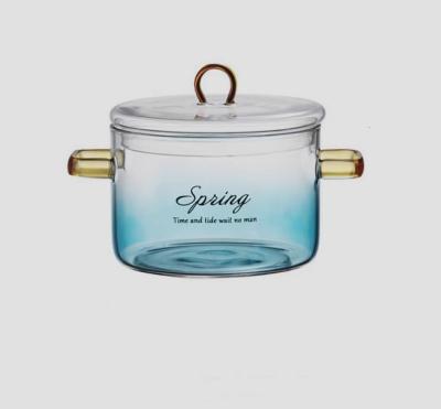 Chine Pot en verre épaissi de verrerie résistante à la chaleur Lidded avec la poignée 900ml 1400ml à vendre