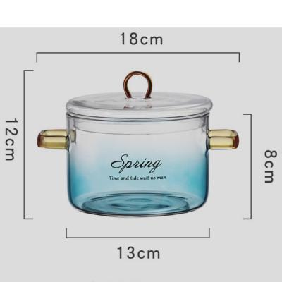 Chine Pot en verre épaissi de verrerie résistante à la chaleur Lidded avec la poignée 900ml 1400ml à vendre