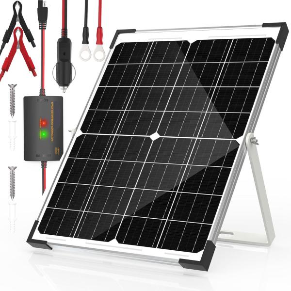 Quality 25W Solar Battery Trickle Charger Maintainer 12V For Car Motorcycle for sale