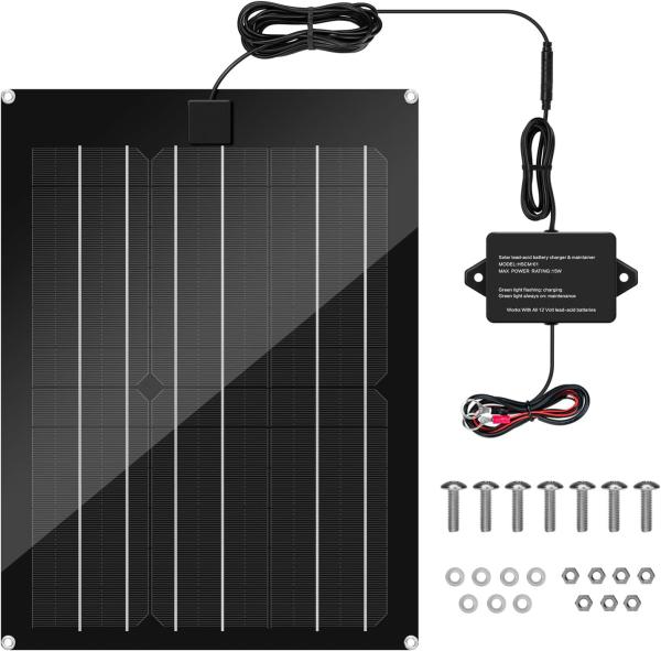 Quality Trickle Solar Car Battery Maintainer Charger For RV 15W 12V for sale