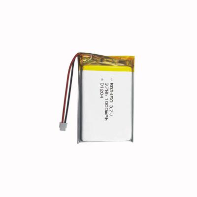 China Rechargeable Solar Small Lipo Battery 503450 1000mAh 3.7v Polymer Lithium Battery for sale