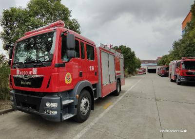 China MAN Large Space Cab Foam and Water Tanker Fire Truck close by Shutter Doors for sale
