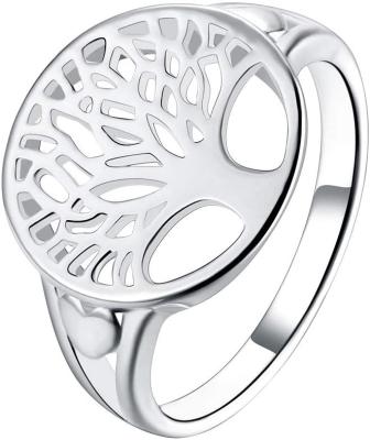 China Personalized 18K Gold Unique Design Tree of Life Ring Round Finger 925 Sterling Silver Ring for sale
