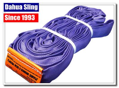 China Long Purple Round Webbing Sling , 3 Ton Lifting Straps Smooth Surface for sale