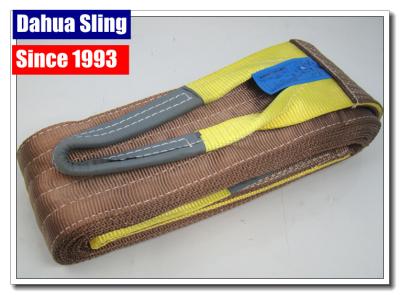 China Brown Synthetic 6 Ton Flat Lifting Slings 6 Inch Single Layer For Heavy Goods for sale
