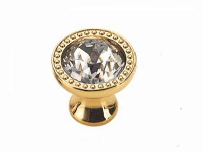 China Gold Arcylic Round Knobs Luxury Dresser Pulls Crystal Wardrobe Handles for sale