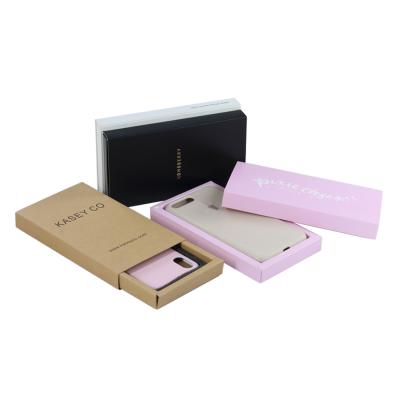 China Eco Friendly Matte Phone Case Packaging Box 350g Kraft Paper Drawer Box for sale